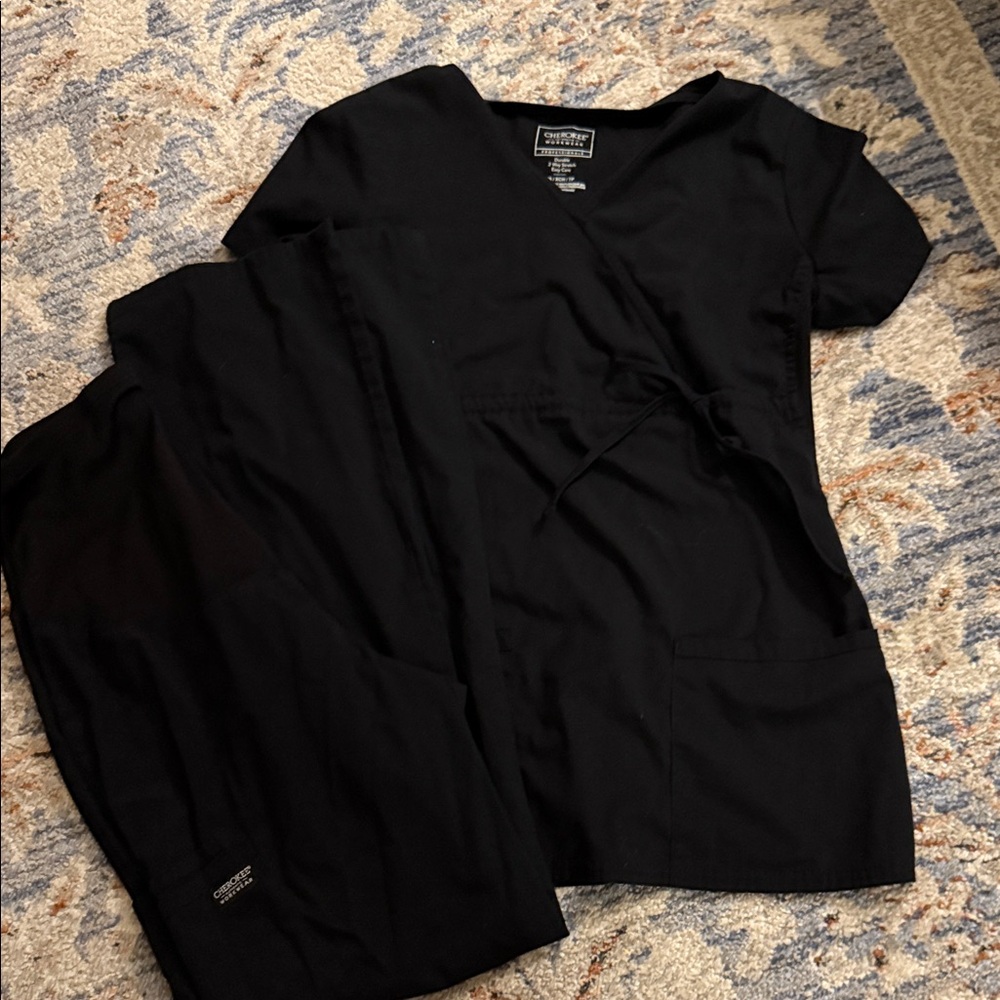 Cherokee Black Women's Scrub Top and Pants Set